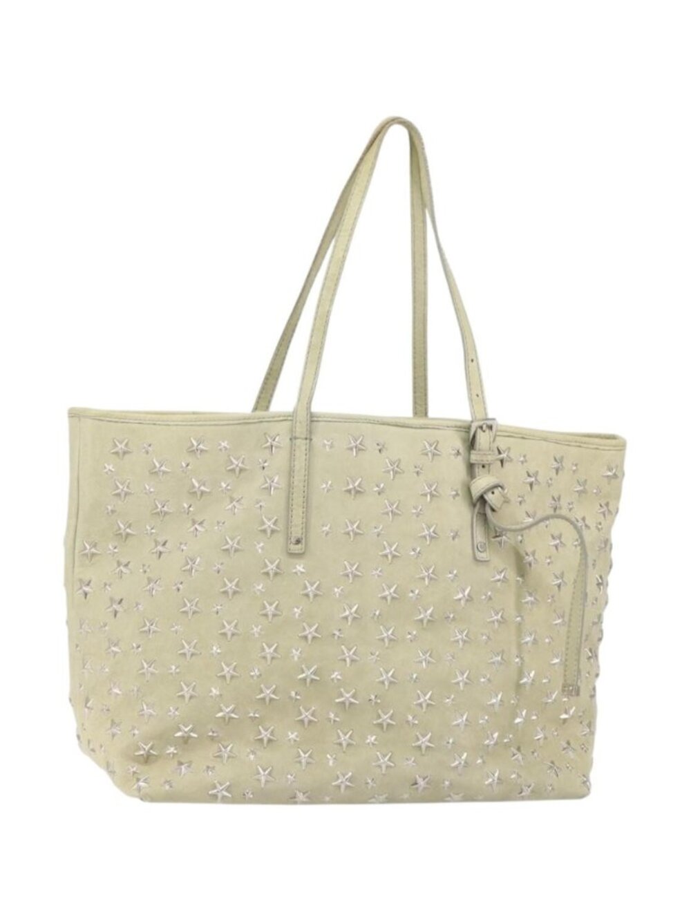 Jimmy Choo Studs Tote Bag Leather Beige Silver